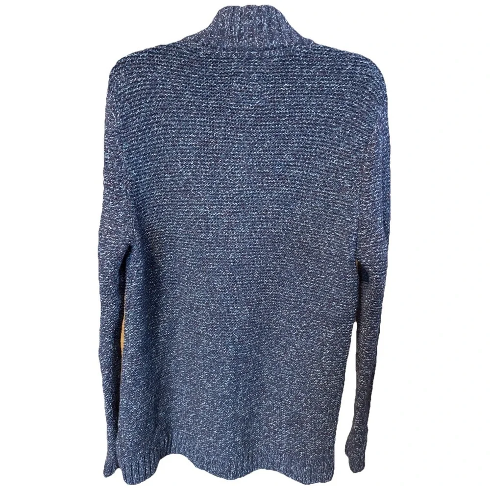 Fat Face Mens L Purple‎ Blue Cable Chunky Knit Sweater 1/4 Button Grandpacore